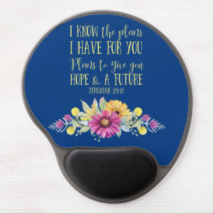 Christian Bible Verse Typography Floral Gel Mouse Mat