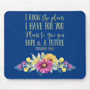 Christian Bible Verse Typography Floral Mouse Mat