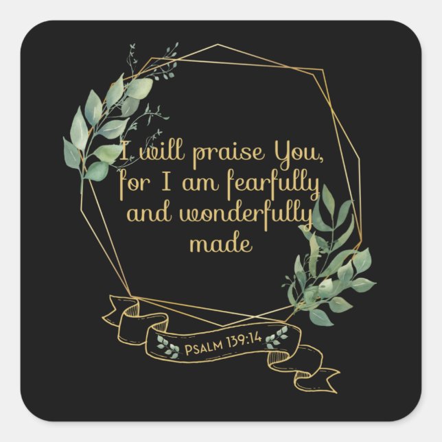 Christian Bible Verse Typography Quote Square Sticker (Front)