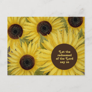 Christian Bible Verse Yellow Sunflowers Redeemed Postcard