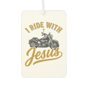 Christian Biker I Ride With Jesus Vintage Motorcyc Car Air Freshener