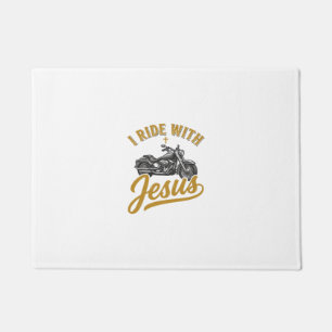 Christian Biker I Ride With Jesus Vintage Motorcyc Doormat