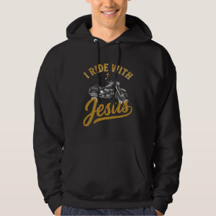 Christian Biker I Ride With Jesus Vintage Motorcyc Hoodie