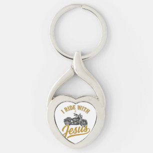 Christian Biker I Ride With Jesus Vintage Motorcyc Key Ring