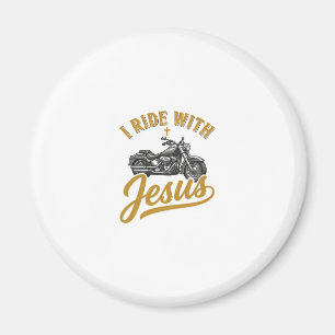 Christian Biker I Ride With Jesus Vintage Motorcyc Magnet