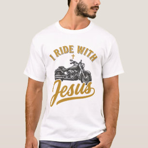 Christian Biker I Ride With Jesus Vintage Motorcyc T-Shirt