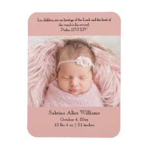 Christian Birth Announcement Card - Pink & black Magnet