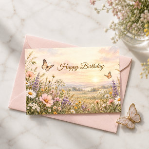 Christian Birthday Butterfly Wildflower Faith Card