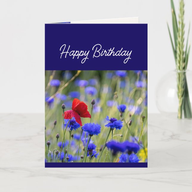 Christian Birthday Wild Flower Garden Floral Holiday Card (Front)