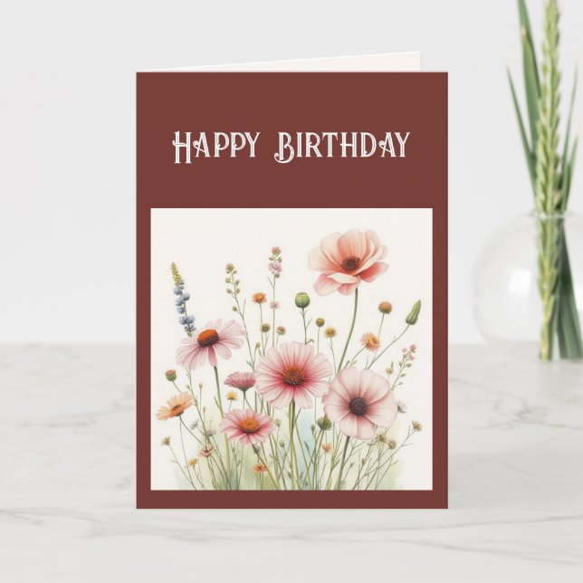 Christian Birthday Wild Flower Garden Floral Holiday Card (Front)