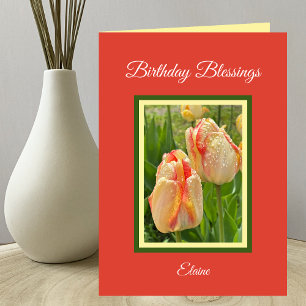 Christian Birthday Yellow Tulips Card