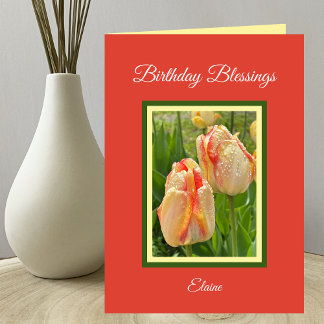 Christian Birthday Yellow Tulips Card