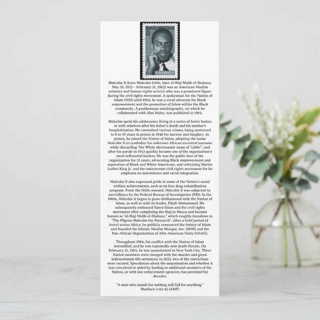 Christian Black History Card (Standing Front)