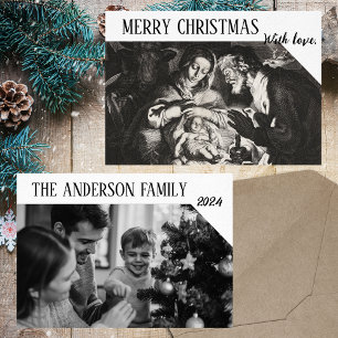 Christian Black & White Family Photo Christmas Holiday Card