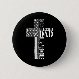 Christian Blessed Dad American Flag Religious Fath 6 Cm Round Badge