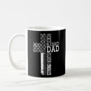 Christian Blessed Dad American Flag Religious Fath Coffee Mug