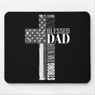 Christian Blessed Dad American Flag Religious Fath Mouse Mat