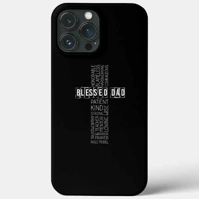 Christian Blessed Dad Cross Fathers Day  Case-Mate iPhone Case (Back)