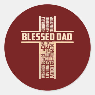 Christian Blessed Dad Cross Fathers Day  Classic Round Sticker