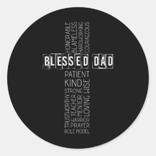Christian Blessed Dad Cross Fathers Day Classic Round Sticker