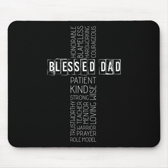 Christian Blessed Dad Cross Fathers Day  Mouse Mat (Front)