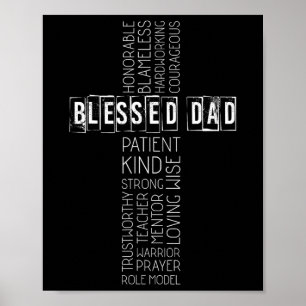 Christian Blessed Dad Cross Fathers Day  Poster