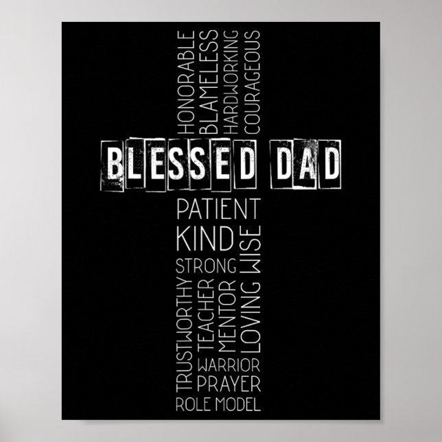 Christian Blessed Dad Cross Fathers Day  Poster (Front)