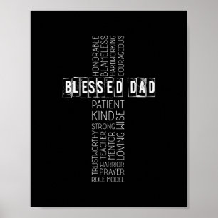 Christian Blessed Dad Cross Fathers Day  Poster