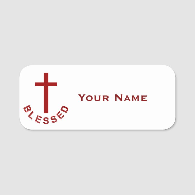 Christian Blessed Red Cross Church Events Name Tag (Front)