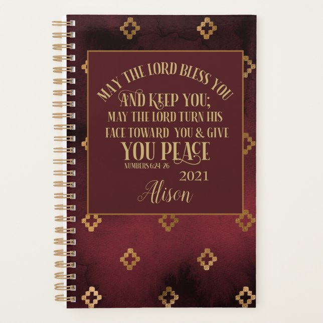 Christian  Blessing Bible Floral Personalised 2022 Planner (Front)
