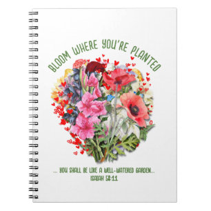 Christian BLOOM WHERE YOU'RE PLANTED Floral Notebook