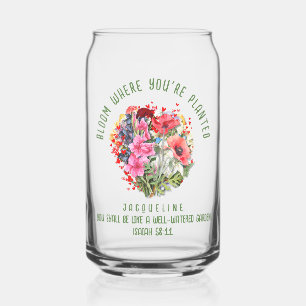 Christian BLOOM WHERE YOU'RE PLANTED Floral Plant Can Glass