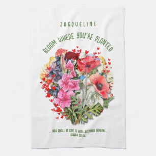 Christian BLOOM WHERE YOU'RE PLANTED Floral Plant Tea Towel