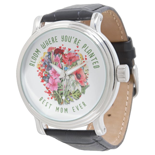 Christian BLOOM WHERE YOU'RE PLANTED Floral Plant Watch (Angled)