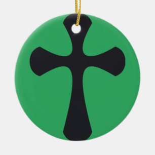 Christian blue cross ceramic tree decoration