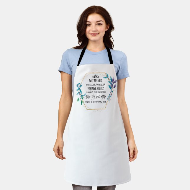 Christian Blue Floral Wreath  Apron (Worn)