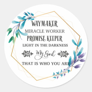 Christian Blue Floral Wreath  Classic Round Sticker