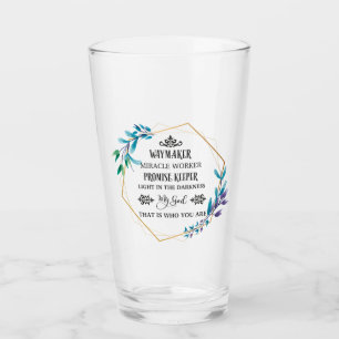 Christian Blue Floral Wreath Glass