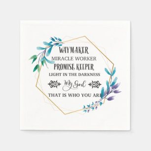 Christian Blue Floral Wreath  Napkin