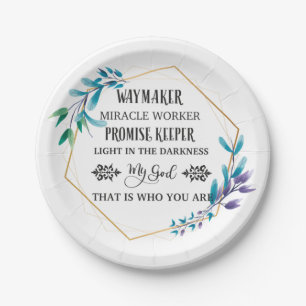 Christian Blue Floral Wreath   Paper Plate