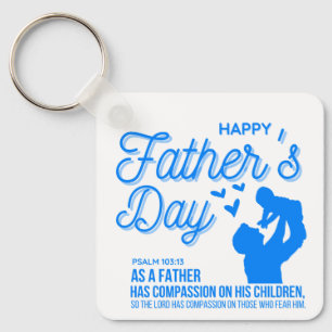 Christian Blue Happy Father's Day Psalm 103:13 Key Ring