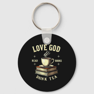Christian Bookworm Love God Read Books Drink Tea Key Ring