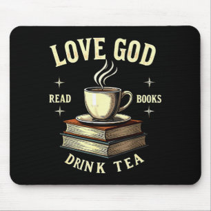 Christian Bookworm Love God Read Books Drink Tea Mouse Mat