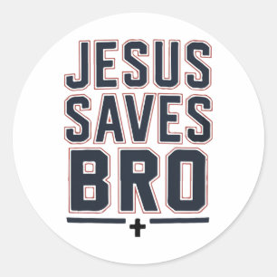 Christian Boy Jesus Saves Bro Christ King Love You Classic Round Sticker