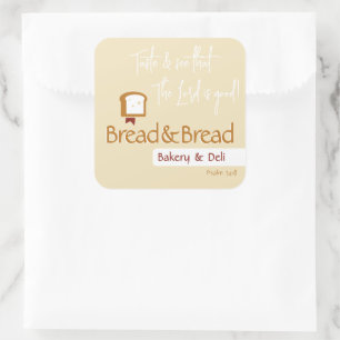 Christian Bread Logo Bakery Cafe Fellowship Square Sticker