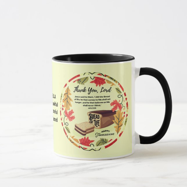 Christian BREAD OF LIFE Happy Thanksgiving Mug (Right)