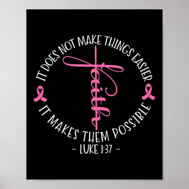 Christian Breast Cancer Awareness Faith Luke 137  Poster (Front)