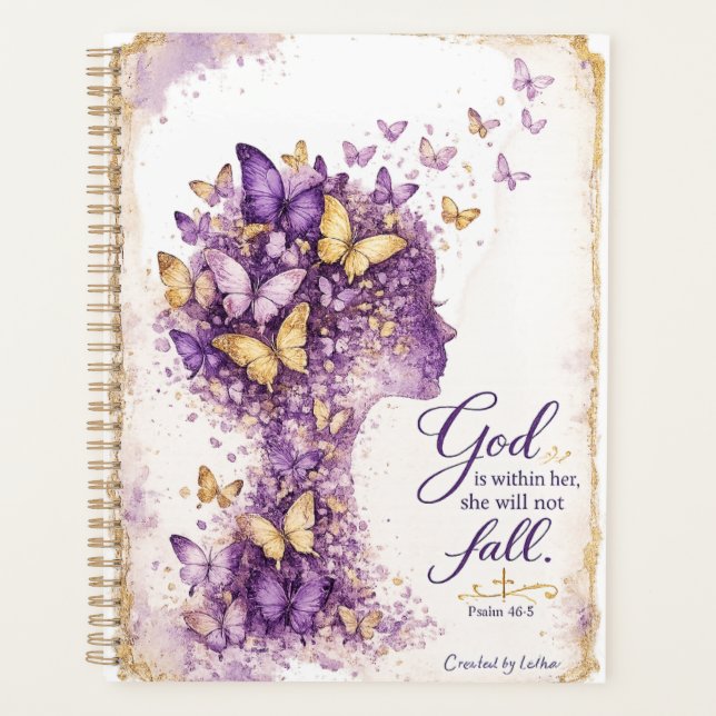 Christian Butterfly Watercolor Planner Psalm 46:5 (Front)