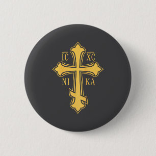 Christian Byzantine Cross Ic Xc Nika - Jesus Chris 6 Cm Round Badge