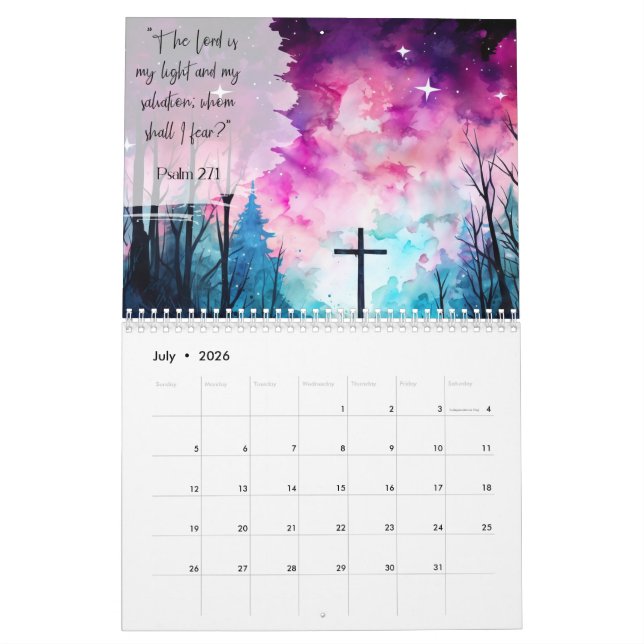 Christian Calendar Bible Scripture for Christians  (Jul 2026)